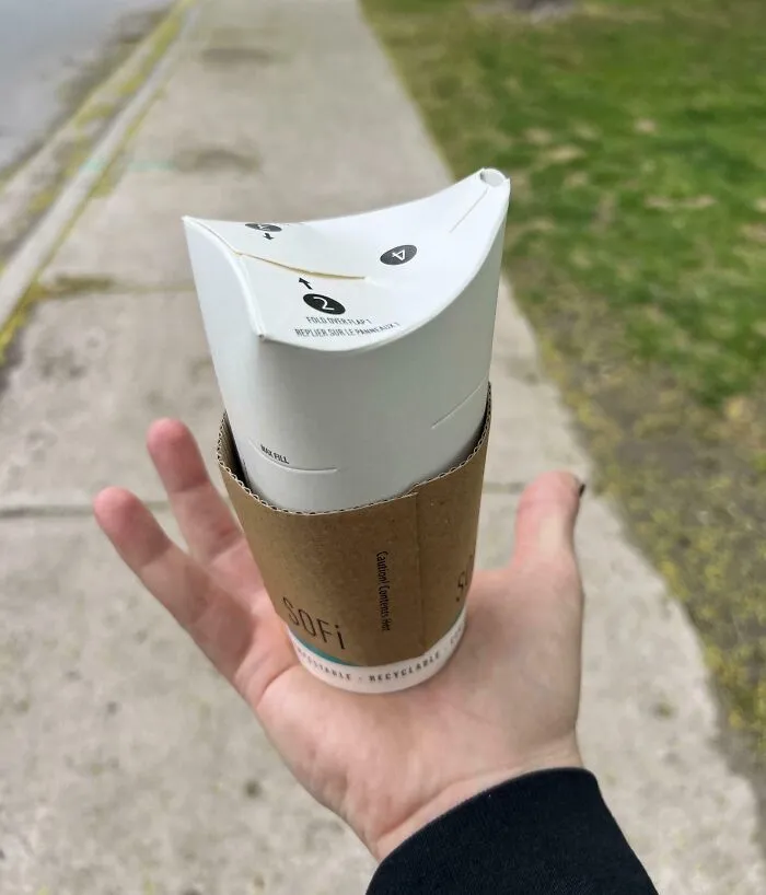 My Coffee Cup Has A Fold Down Lid Instead Of A Plastic One