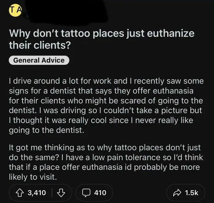 Why Don’t Tattoo Places Just Euthanize Their Clients