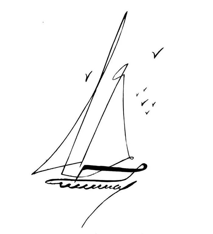 Minimalist line drawing of a sailboat with birds, showcasing creative design concepts by innovative designers.