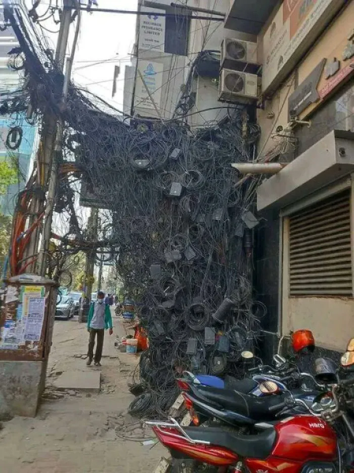 A Stunning Example Of Cable Management Spotted In Bangladesh