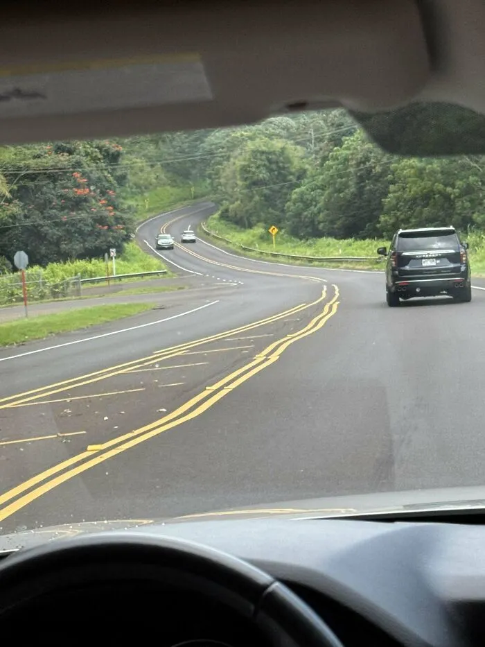 Líneas viales mal pintadas en carretera con curvas, un claro ejemplo de un fail que alguien tuvo que documentar.