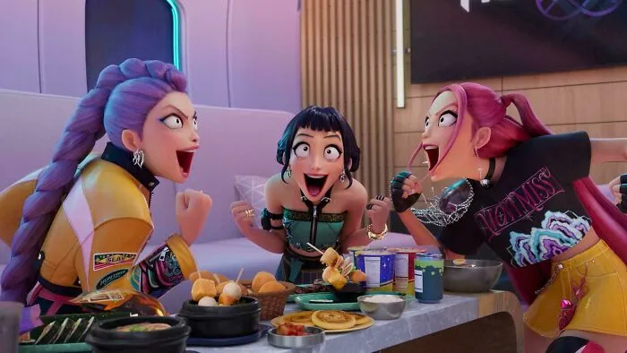 In Kpop Demon Hunters (2025) The Kpop Singers Are Allowed To Eat A Lot. This Is Because The Movie Is Fictional