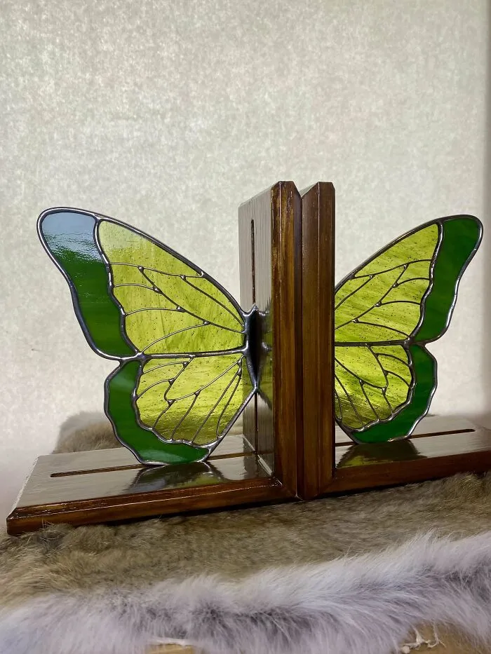 My Newest Set Of Stained Glass Butterfly Bookends!