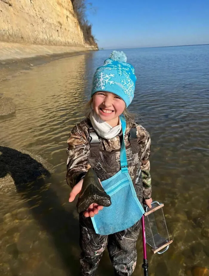 Una niña de 9 años de Maryland encuentra un diente de megalodón de hace 15 millones de años en la bahía de Chesapeake.