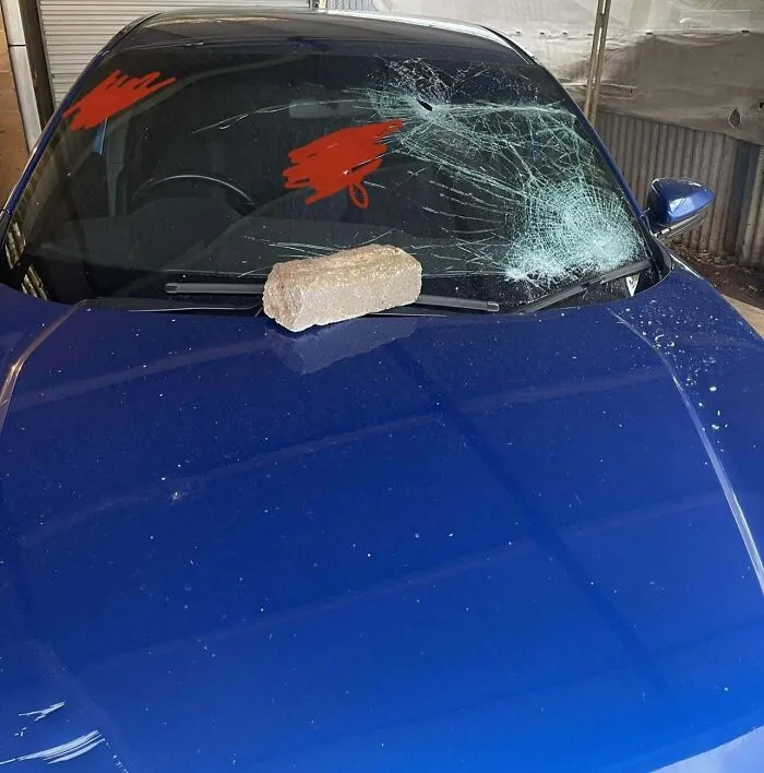 Insane Neighbour Decided To Throw Bricks At My Car