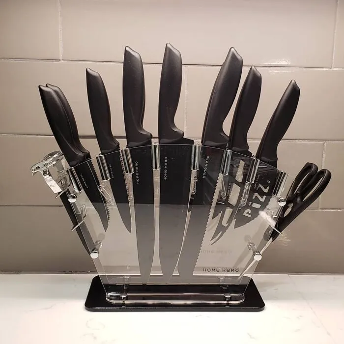 Your Knives Can Now Be The Main Characters Of Your Countertop And Stay Ridiculously Sharp In A <a Style="Display:inline;" Href="Https://Www.amazon.com/Home-Hero-Stainless-Sharpener-Non-Stick/Dp/B075md55n1?ie=utf8&th=1&linkcode=ll1&tag=bpferret-20&linkid=6bdeebe1d1fd07bf2040cd75afd4b3d9&language=en_us&ref_=as_li_ss_tl" Target="_blank">  <span Style="Font: Inherit; Color: #d74b1f;"> Clear Kitchen Knife Block With A Built In Sharpener </Span>