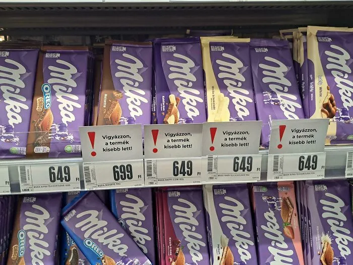 My Local Store Puts Out "Warning, Product Got Smaller!" Labels