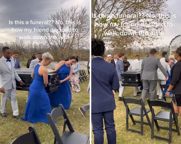 Tell Me You’re Dramatic Without Telling Me You’re Dramatic. Groom Arrived At His Wedding In A Coffin. The Ones Carrying Are So Embarrassed