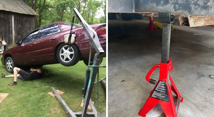 If It Stupid, But It Works, Is It Really Stupid? Yes. Yes It Is. Rather Use A Proper <a Style="Display:inline;" Href="Https://Www.amazon.com/Amazonbasics-Steel-Jack-Stands-Capacity/Dp/B0753mmrn7?ie=utf8&linkcode=ll1&tag=bplynx-20&linkid=d539165b27fd34ac8a17462f773b4b45&language=en_us&ref_=as_li_ss_tl" Target="_blank">  <span Style="Font:inherit;color:#d74b1f;"> Car Jack  </Span> Next Time