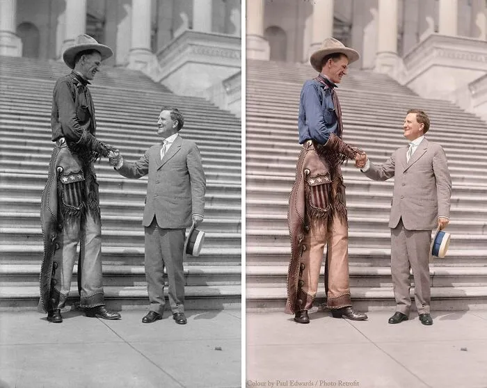 “The Tall Cowboy”, Ralph E. Madsen With Senator Morris Sheppard, 1919