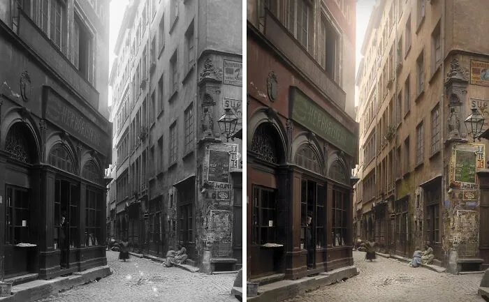 Lyon, France, At The Intersection Of The Monnaie Street And The Petit David Street, 1902