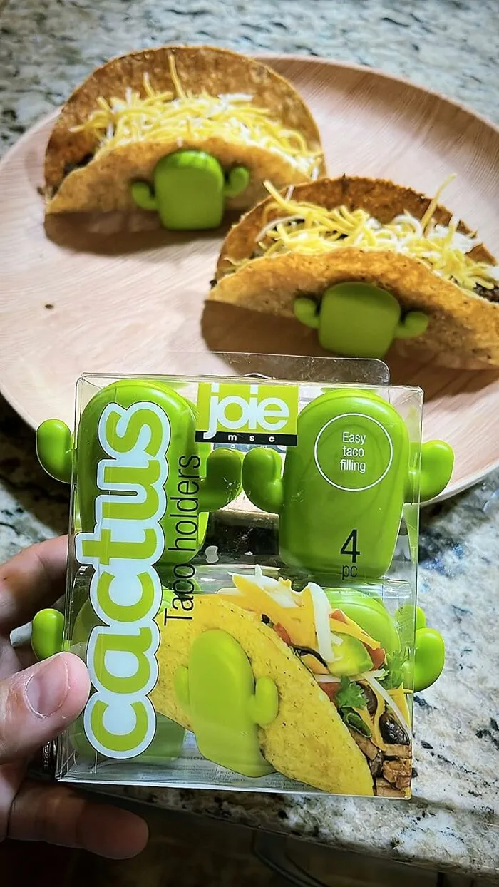 Your Perfectly Constructed Tacos Will No Longer Have A Tragic, Messy Collapse On Their Way To Your Mouth Thanks To These <a Style="Display:inline;" Href="Https://Www.amazon.com/Joie-Breaking-Spilling-Hands-Free-BPA-Free/Dp/B07n41v2tw?ie=utf8&linkcode=ll1&tag=bpferret-20&linkid=1c76200440eb5ae4f17ffdb8339d3848&language=en_us&ref_=as_li_ss_tl" Target="_blank">  <span Style="Font: Inherit; Color: #d74b1f;"> Cactus Taco Holders </Span>