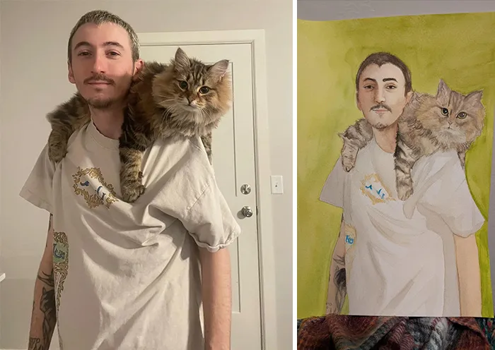 My Girlfriend Painted Me And My Cat