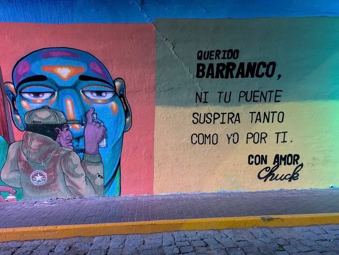 Mural (Dear Barranco, Nor Even Your Bridge, Sighs As Much As I Do For You.  With Love: Chuck)