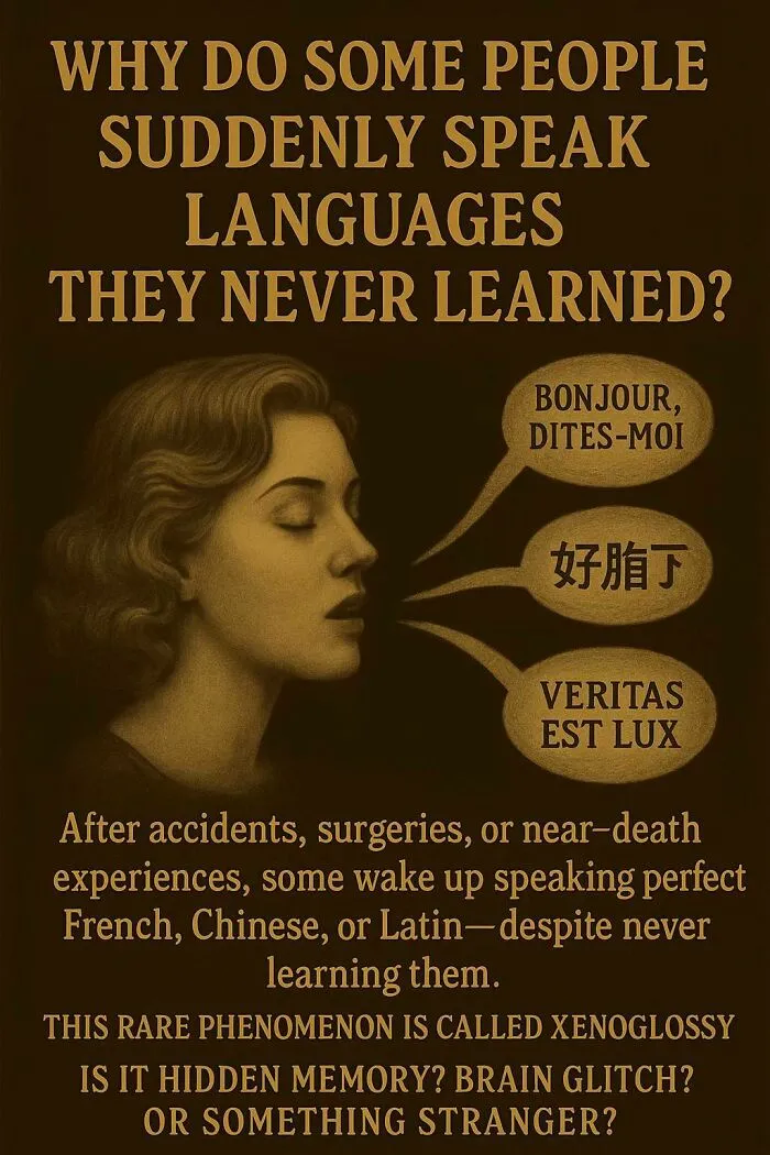 Woman speaking unknown languages in xenoglossy phenomenon, a scientific and philosophical unexplained question.