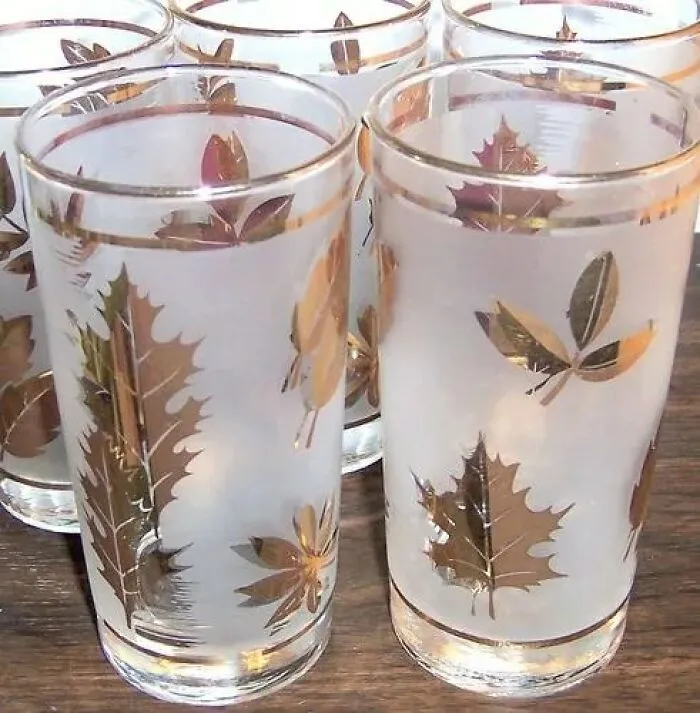 Frosted Bar Glasses With Gold Accents