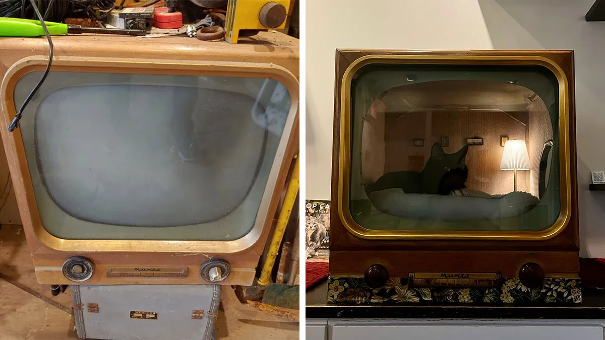 This Guy Makes Retro-Inspired Cat Beds Recycling Old Electronics