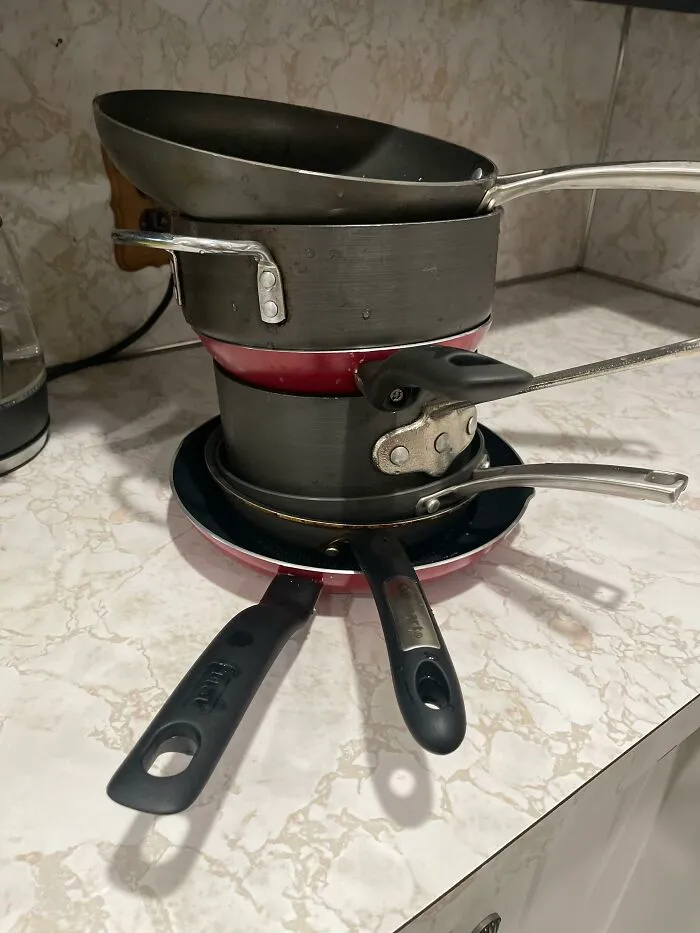 "My roommate made eggs in all these pans instead of just washing one pan everytime they make eggs. Someone save me from this nightmare"-<span Style="Font:inherit;color:#808080"> Reddit User</Span>