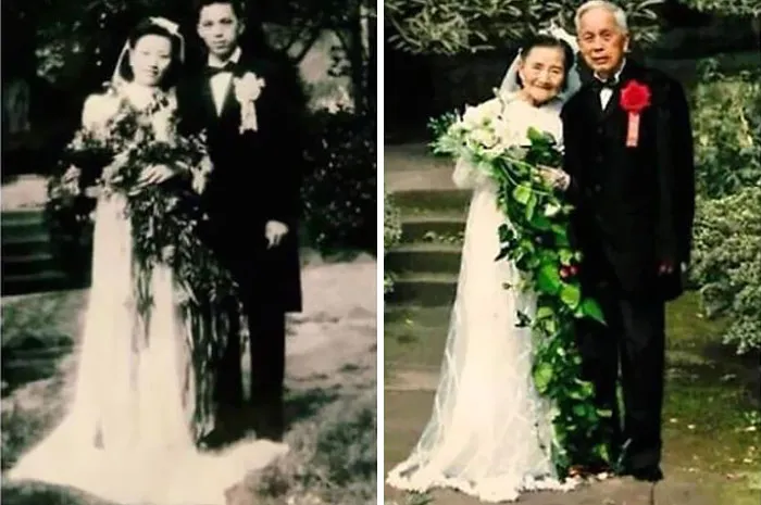 Mis abuelos recrearon sus fotos de boda 70 años después