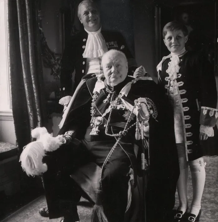 Sir Winston Churchill With His Son Randolf And The Latter's Son Winston  In Coronation Robes, 1953