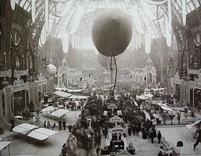 Scenes From The 1909 Paris Airshow In The Grand Palais