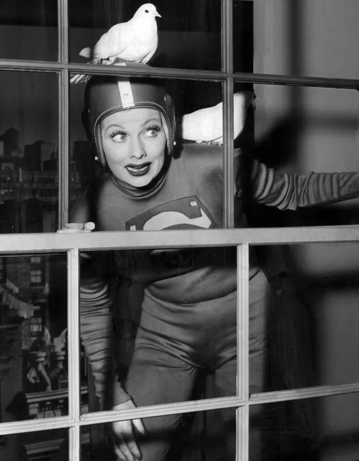 Publicity Photo Of Lucille Ball, As Superman, 1957