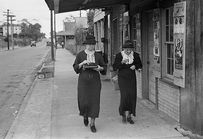 Two Women Walking Along Street, In Natchez, Mississippi, 1935