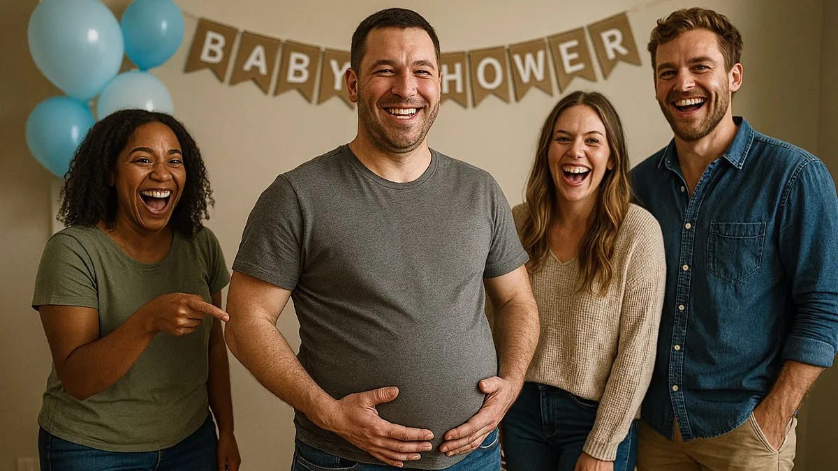 Friends Organize Baby Shower For Guy, Make Funny Pics, Pregnant Ex Is Beyond Livid