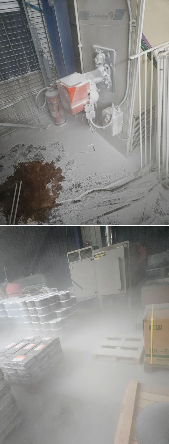 Accidentalmente activé un extintor de incendios montado en el trabajo