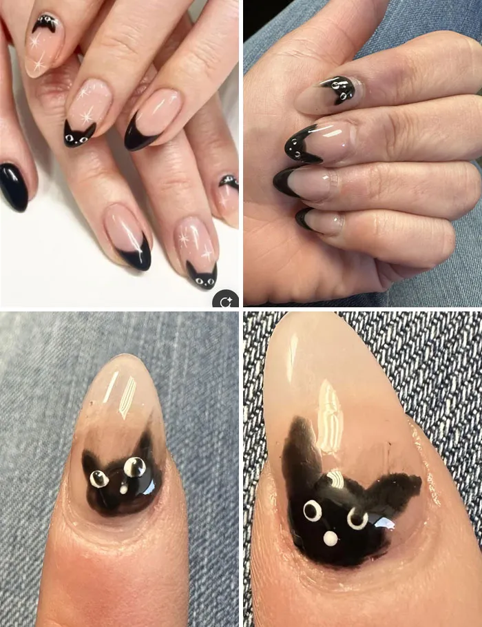 Hace dos semanas, me hice las uñas profesionalmente por primera vez en casi una década y esto es lo que salió.Solo quería compartir estos hermosos gatos antes de quitarme las uñas. De hecho, creo que voy a extrañar verlos mirándome fijamente.