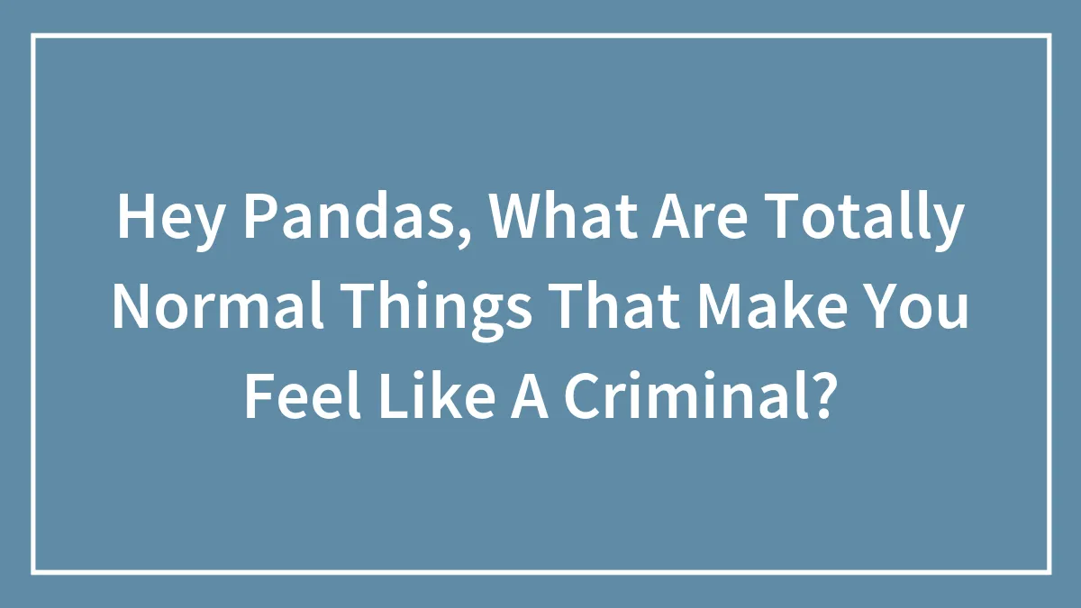 Hey Pandas, What Are Totally Normal Things That Make You Feel Like A Criminal?