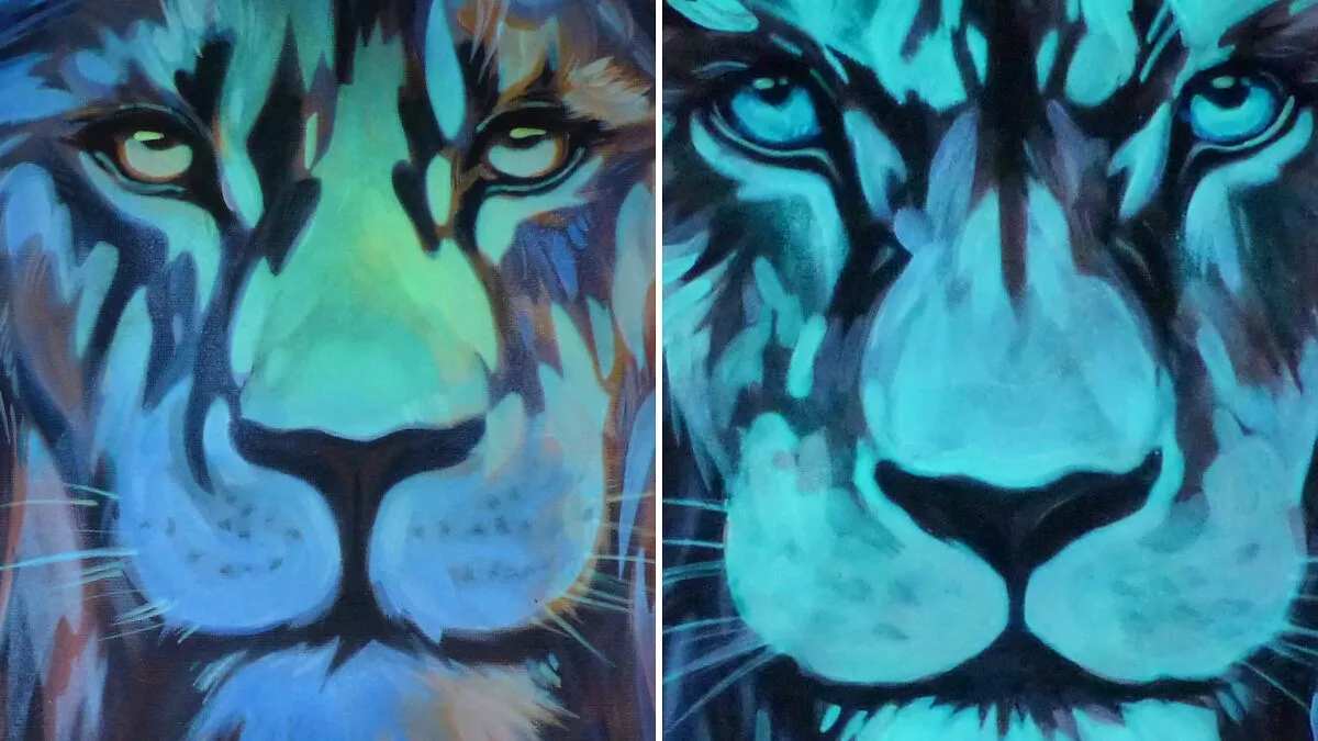 I Make Glow In The Dark Lion Paintings (7 Pics)