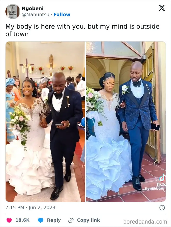 A Groom Has Been Slammed For Texting While Walking Down The Aisle After Saying "I Do"