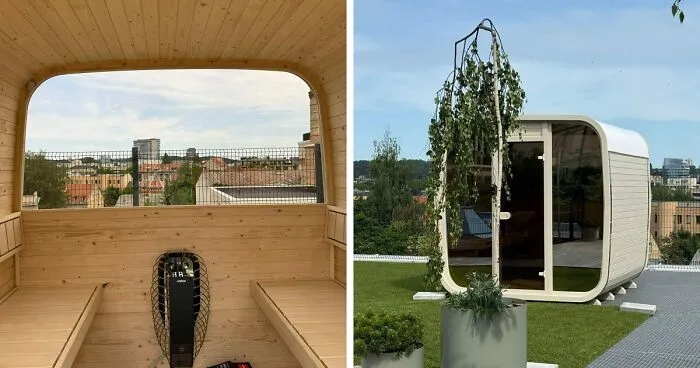 We Installed A Minimalist Sauna ULA On A Rooftop In Vilnius