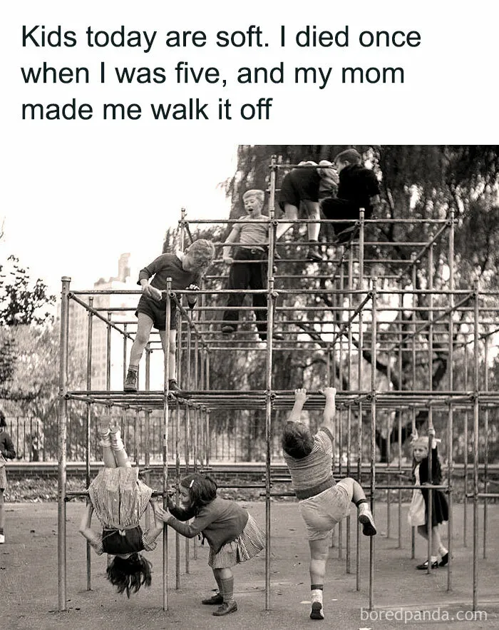 Children playing on a jungle gym in a vintage playground scene, capturing the good old days of childhood fun and adventure.