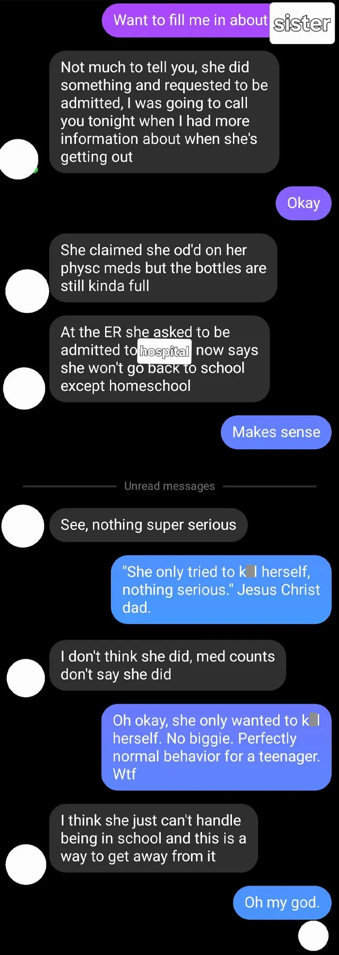 My Little Sister Tried To Take Her Life. I Found Out Days Later, Then Asked My Dad For More Info