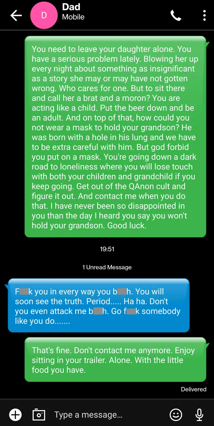 My Dad's Been Blowing Up My Sister's Phone These Last Couple Days So I Finally Blew Up On Him. I've Put Up With This For Two Years And It's Finally Over. Saddening