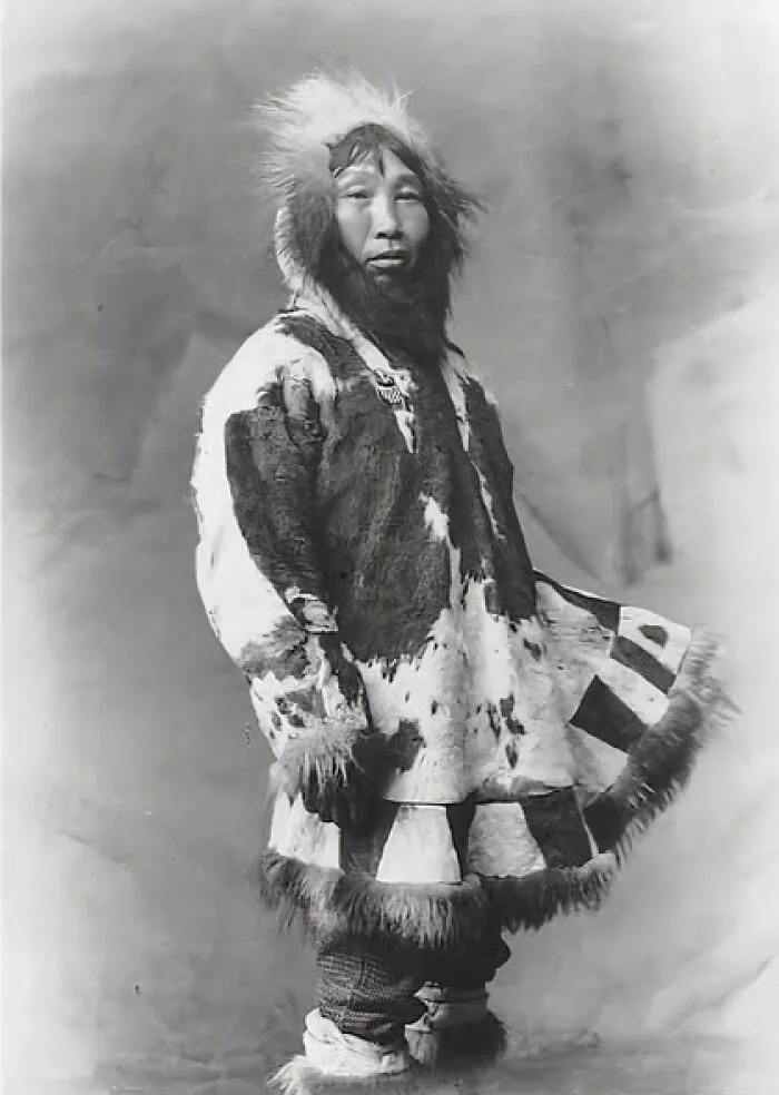Inuit Man Known As Happy Jack Wearing Fur Parka With Pieced Hem, Circa 1906