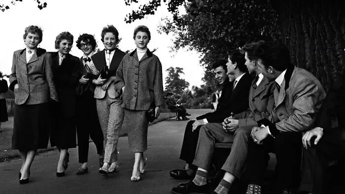 Teddy Boys Admiring The View On Clapham Common In 1954