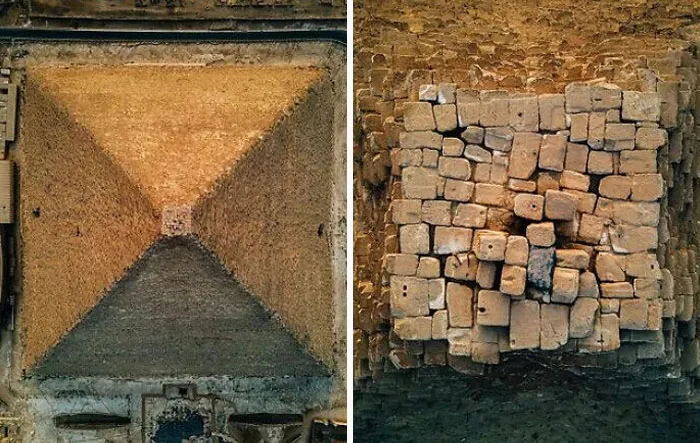 Vista aérea de estructuras antiguas y piedras apiladas mostrando cosas interesantes que la gente compartió sobre historia.