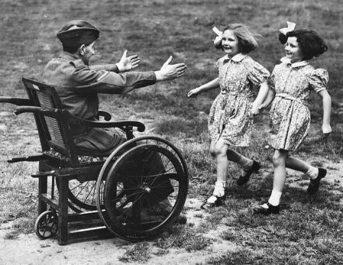 Sisters Greet Their Father After Returning Home From War, 1940