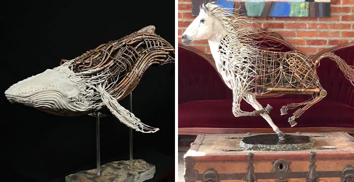 This Guy Makes Animal Sculptures From Junkyard Metal, And They're Hauntingly Beautiful (24 Pics)