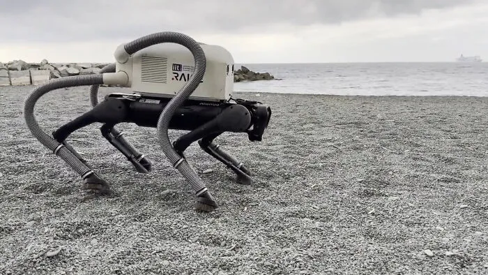 Este robot utiliza cámaras y aprendizaje automático para identificar y aspirar colillas de cigarrillos. Fue diseñado para limpiar playas italianas.