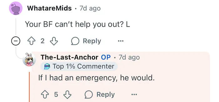 Reddit conversation showing a poor woman who dates rich guy discussing how dating changed her life.
