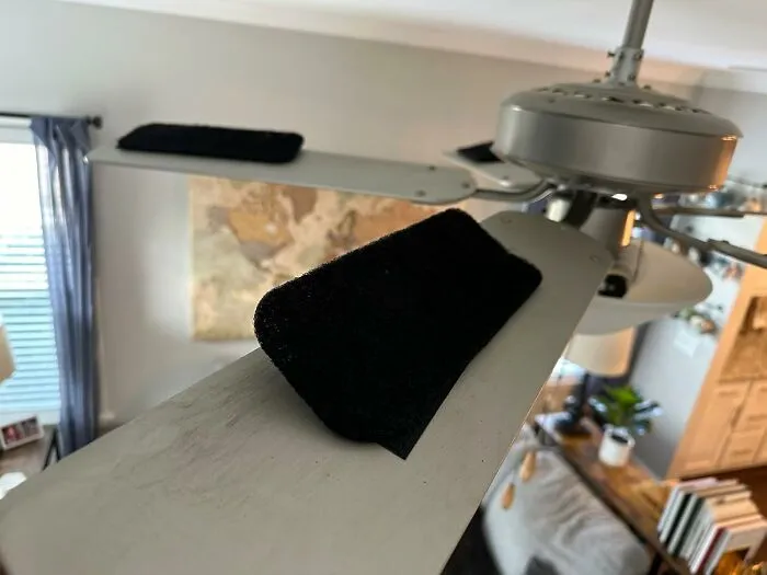 Your Ceiling Fan's Unofficial Side Hustle As A Dust-Flinging Catapult Can Be Permanently Decommissioned With Some Clever <a Style="Display:inline;" Href="Https://Www.amazon.com/Barnakl-Activated-Easy-Stick-Universal-Contaminants/Dp/B0c42hcm21?ie=utf8&th=1&linkcode=ll1&tag=bpbison-20&linkid=16fa8aa0b4cdd2a76ca5f11db2e1e8e5&language=en_us&ref_=as_li_ss_tl" Target="_blank">  <span Style="Font: Inherit; Color: #d74b1f;"> Ceiling Fan Filters </Span>