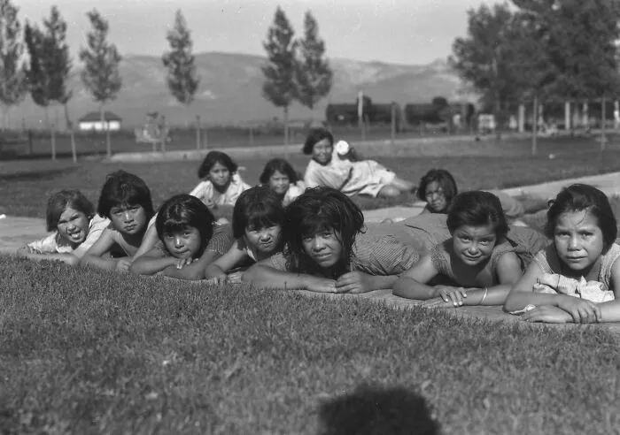 Hotograph Of Children And Grounds Of Carson/Stewart Indian School