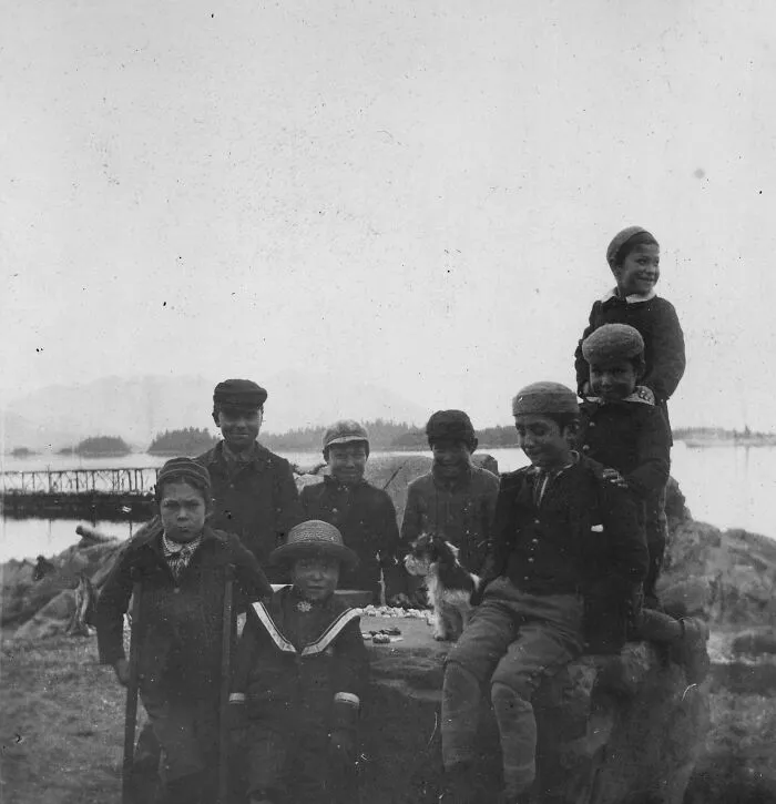 Group Of Indian Boys From The Mission School In Sitka