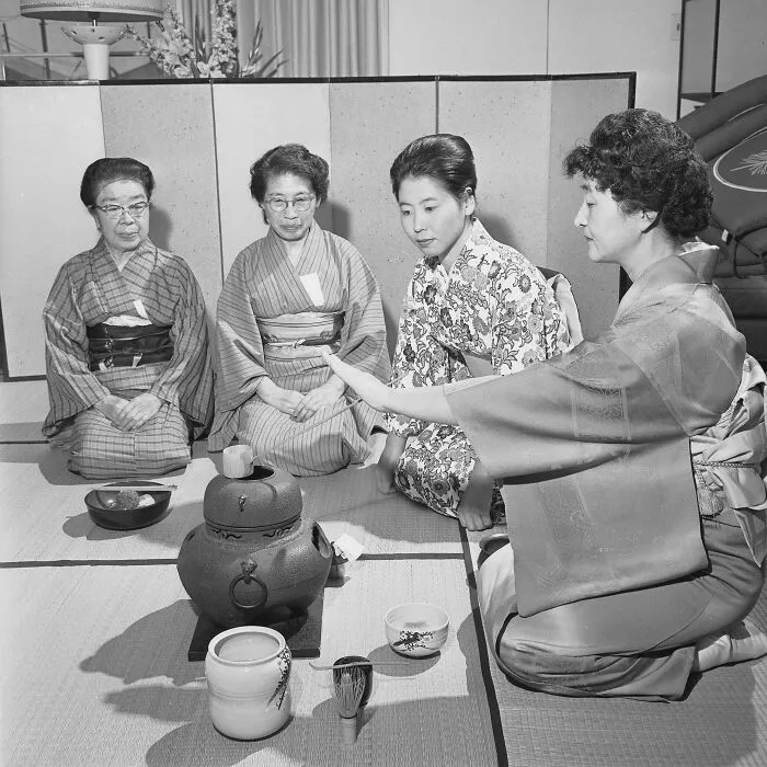 Mrs. Fujimura, Wife Of The Pastor Of West L.A. Buddhist Church, Conducts Tea Ceremony