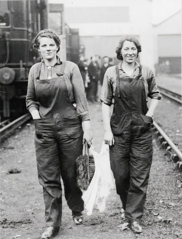 Female Carriage Cleaners On The London And South Western Railway, Carrying Their Materials