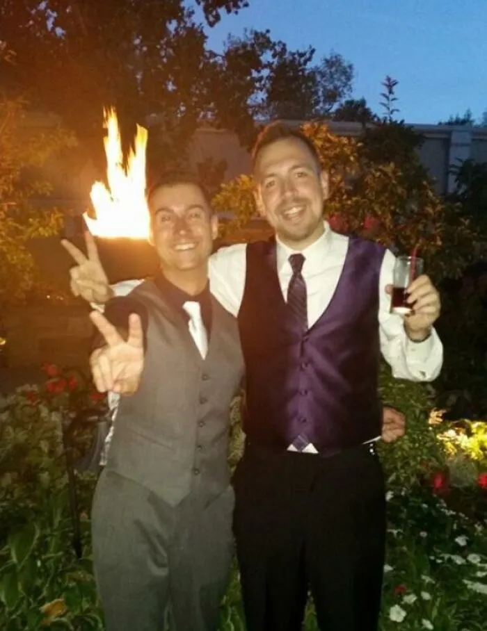Took The Most Epic Picture, The Fire Decided To Join Us In Our Peace Sign